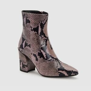 Aquatalia Mauve Black Snakeskin Embossed Leather Palomina Ankle Boots Sz.10 NWOB